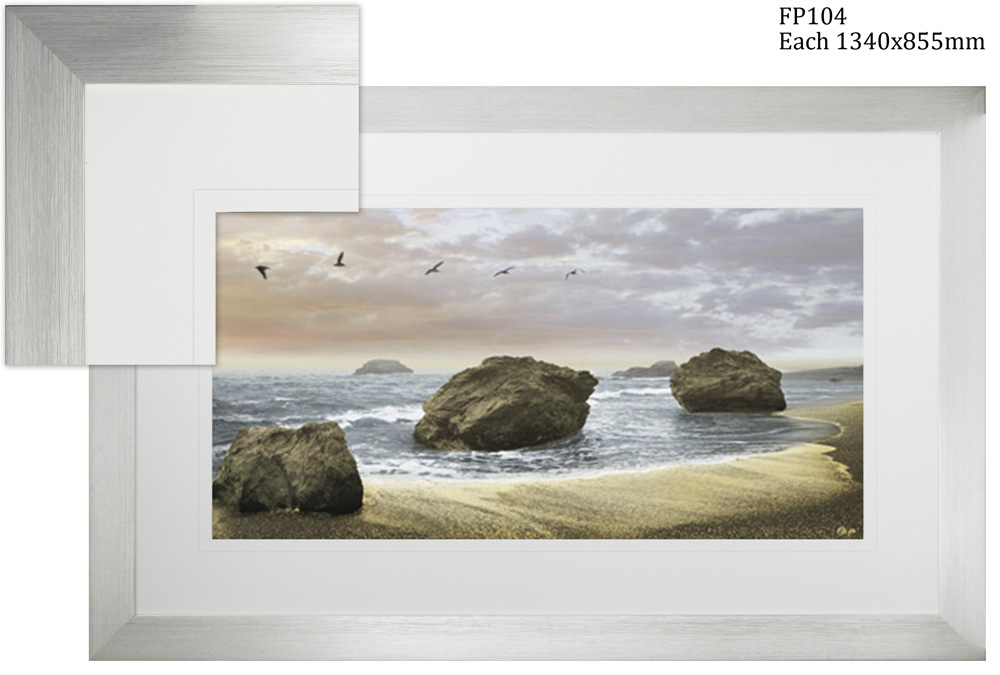 FP104 Wall décor art framed print seascape silver frame